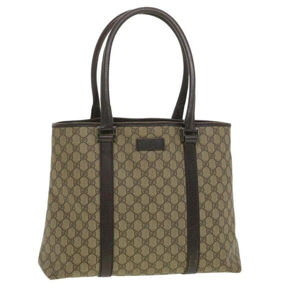 GUCCI GG Canvas Shoulder Bag PVC Leather Beige - Picture 1 of 15